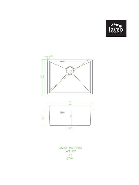 Laveo Ένθετος Νεροχύτης Inox Brushed Μ54xΠ44cm Γκρι