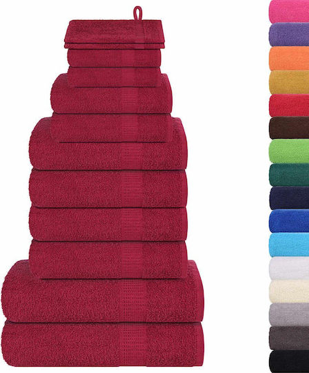 vidaXL Set 12 Hotel Bathroom Towels Burgundy