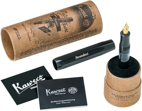 Kaweco Piston Sport Classic Black-gold Fountain Pen Bb Extra Broad