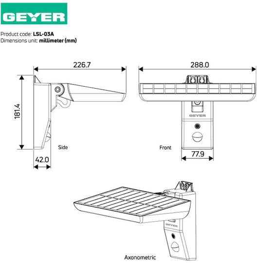 Geyer Στεγανός Ηλιακός Προβολέας LED 8W IP65