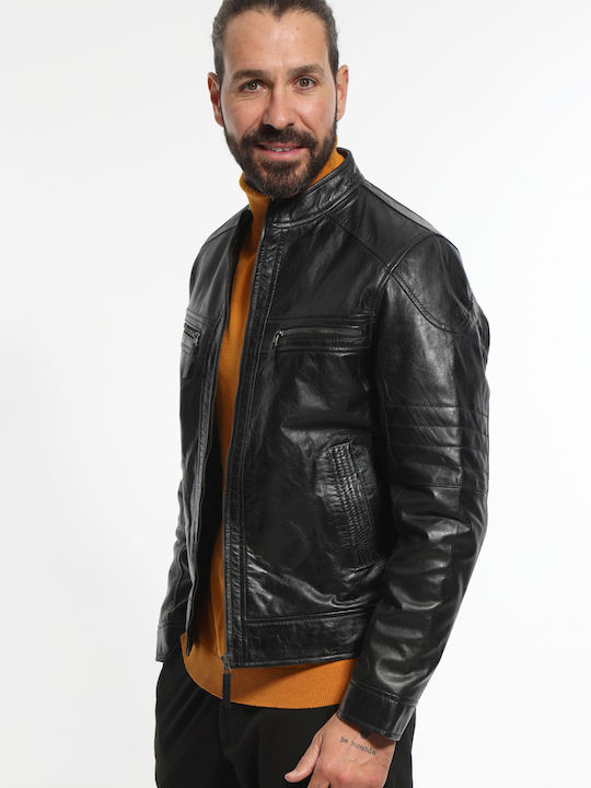 Δερμάτινο Μπουφάν Biker Μαύρο