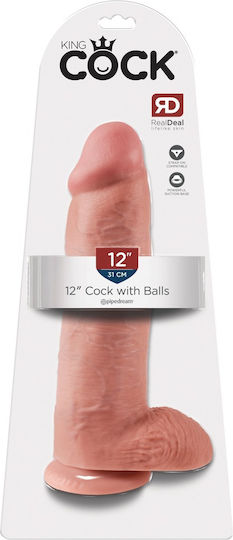 King Cock Ρεαλιστικό Dildo με Όρχεις και Βεντούζα Light 30cm