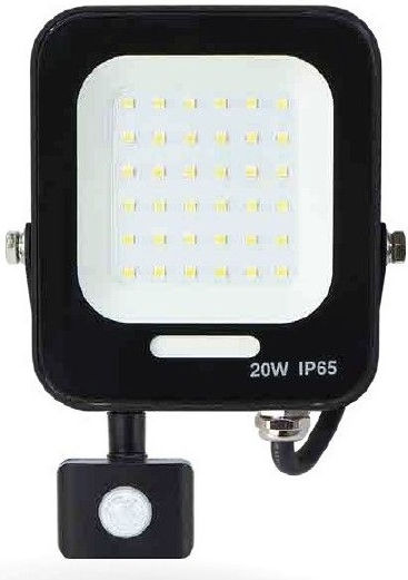 Lucas LED Στεγανός Προβολέας LED 20W Ψυχρό Λευκό 6500K με Αισθητήρα Κίνησης IP65