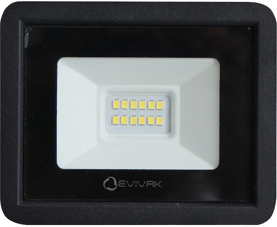 Evivak Στεγανός Προβολέας LED 10W Ψυχρό Λευκό 6400K IP65