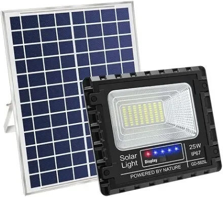 GDPLUS Στεγανός Ηλιακός Προβολέας LED 25W Ψυχρό Λευκό 6500K με Αισθητήρα Κίνησης και Τηλεχειριστήριο IP67