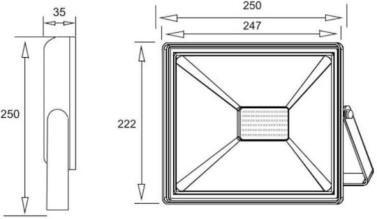 Gtv Στεγανός Προβολέας LED 100W Ψυχρό Λευκό 6400K IP65