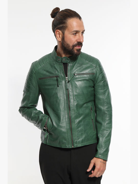 Leather Jacket Biker Green