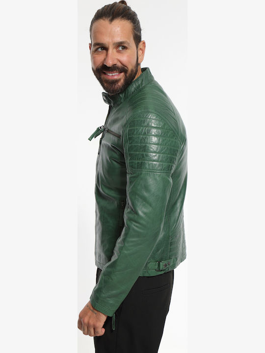 Leather Jacket Biker Green