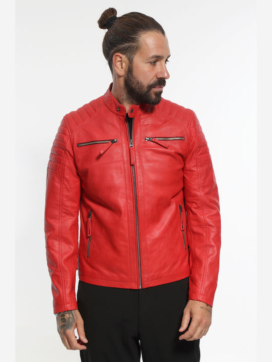 Newton Leather Biker Leather Jacket red