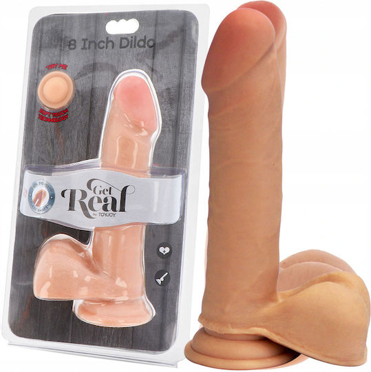 ToyJoy Get Real Dual Density Dildo with Balls Glass Dildo with Balls and Suction Cup Flesh 20cm