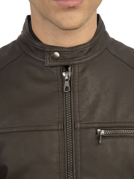Faux Leather Jacket Dark Chocolate, Brown
