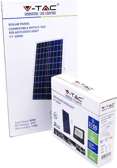 V-TAC Στεγανός Ηλιακός Προβολέας LED 40W Ψυχρό Λευκό 6000K IP65