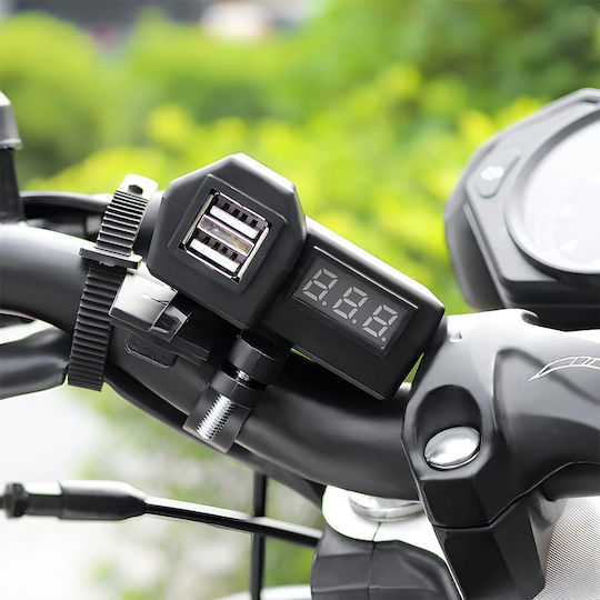 Motorcycle Charger Fast Charging with Ports: 2xUSB with Voltmeter 1110-56
