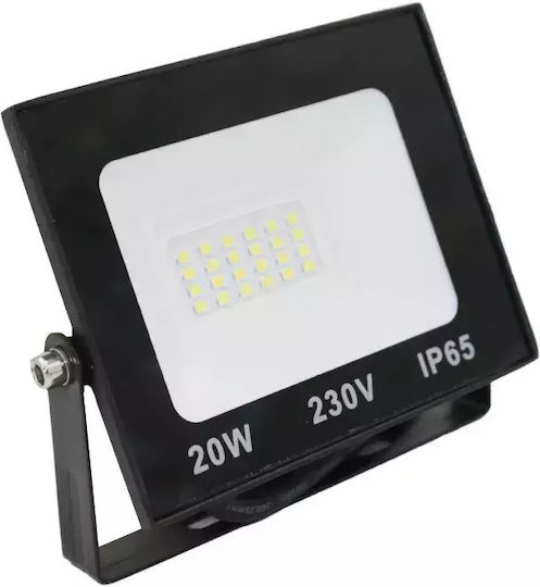 Adeleq Waterproof LED Floodlight 20W Cold White 6200K IP65