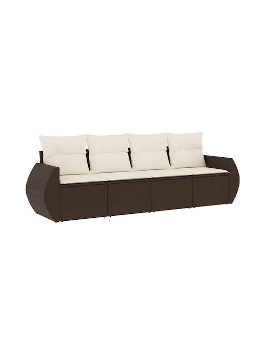 Canapea Cu Patru Locuri De Exterior Din Rattan Cu Perne 55x55x69cm