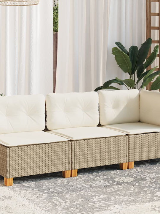 Τριθέσιος Καναπές Εξωτερικού Χώρου Rattan με Μαξιλάρια