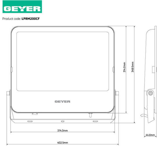 Geyer Waterproof LED Floodlight 200W Natural White 4000K IP65