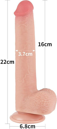 Lovetoy Dildo με Όρχεις και Βεντούζα Flesh 23cm