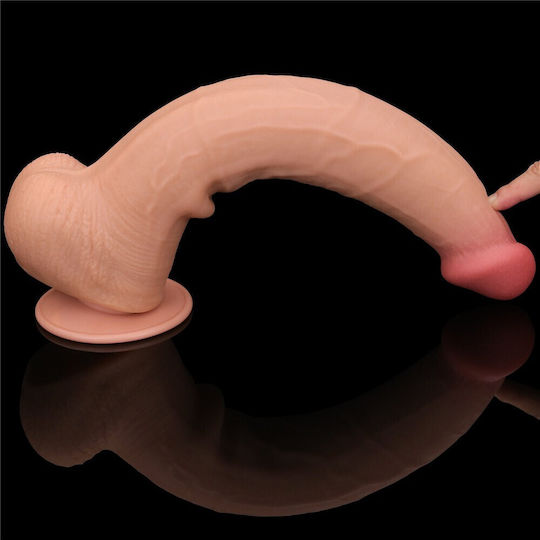 Lovetoy Dildo Dual Layer Sliding Dildo με Βεντούζα Flesh 36cm