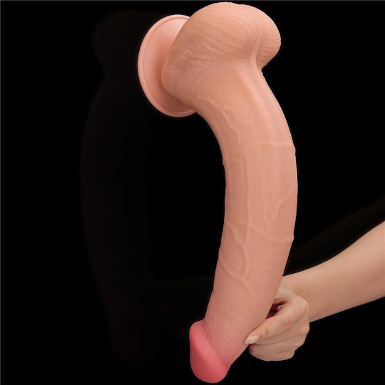 Lovetoy Dildo Dual Layer Sliding Dildo με Βεντούζα Flesh 36cm