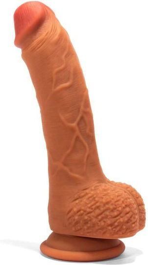 X-Men Dildo με Όρχεις και Βεντούζα Καφέ 22cm