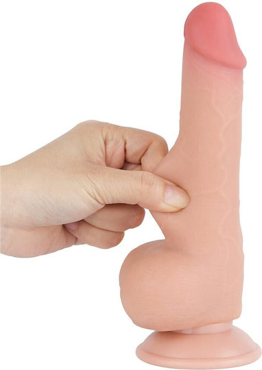 Lovetoy Dildo με Όρχεις και Βεντούζα Flesh 19cm