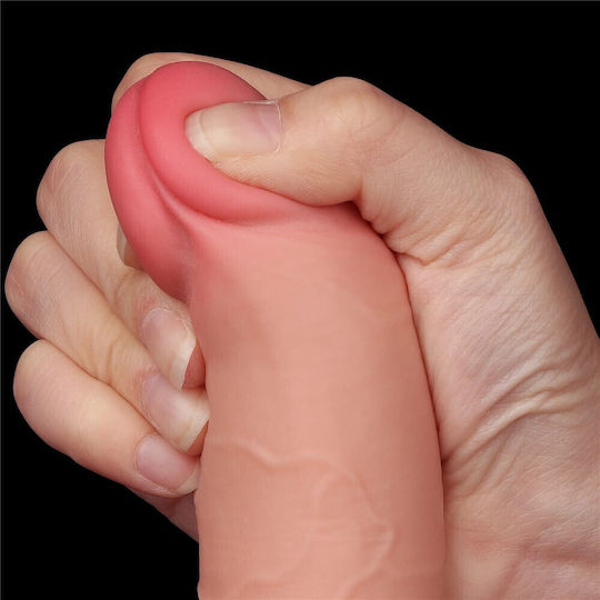 Lovetoy Dildo με Όρχεις και Βεντούζα Flesh 19cm