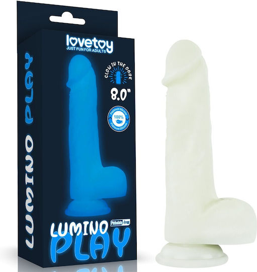 Lovetoy Lumino Play Realistic Dildo with Scrotum and Suction Cup Blue 20.9cm