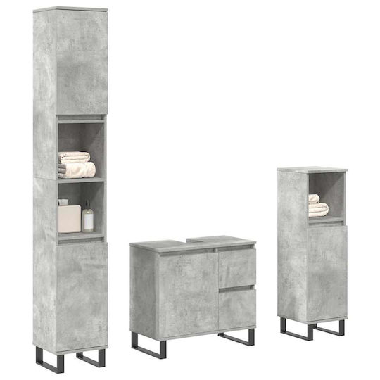 vidaXL Waschtisch mit Waschbecken L30xB60xH33cm Grey Concrete