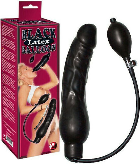 Black Latex Balloon Glass Dildo Inflatable Black 23cm 05257400000