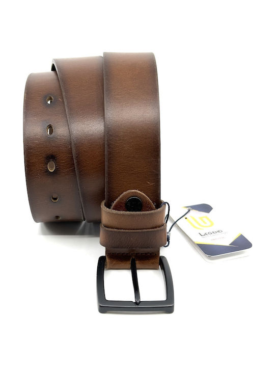 Breit Herren Gürtel Leder Tabac Braun