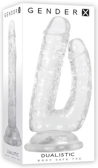Gender X Dualistic Glass Dildo With Suction Cup Clear 23cm