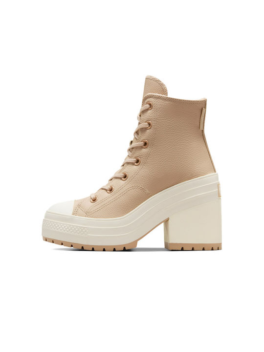 Converse De Luxe Heel Platform Sneakers Beige