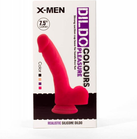X-Men Dildo Ρεαλιστικό Dildo με Όρχεις και Βεντούζα Φούξια 19cm