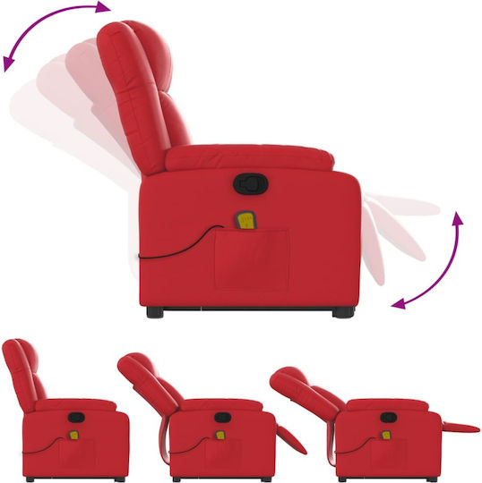 Relax Armchair Massage with Footstool from Leatherette Red 77x95x99cm
