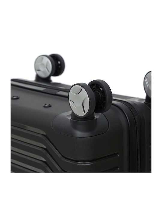 Amber Large Hard Black Suitcase With 4 Wheels Height 75cm