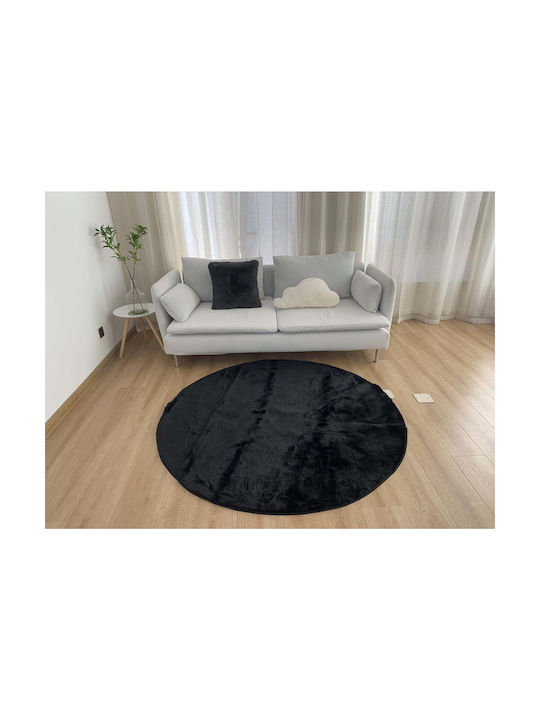 Anna Riska Anti-slip Rug Round Summer Cotton Black