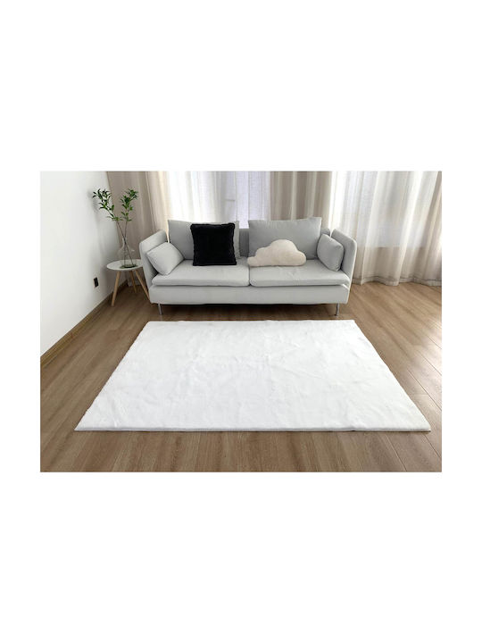 Anna Riska Anti-slip Rug Rectangular Summer Cotton White