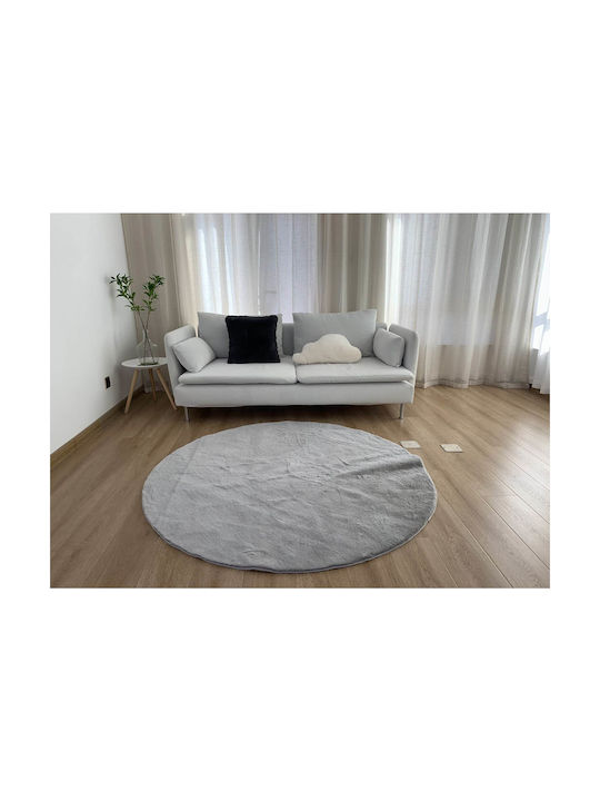 Anna Riska Anti-slip Rug Round Summer Cotton Silver Grey