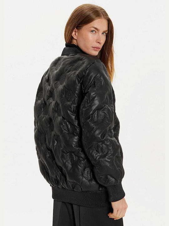 Guess Jacket Bomber made of Leatherette Black