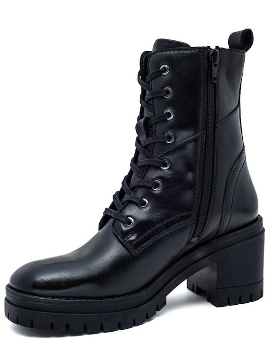 Leder Stiefeletten Damen Schwarz