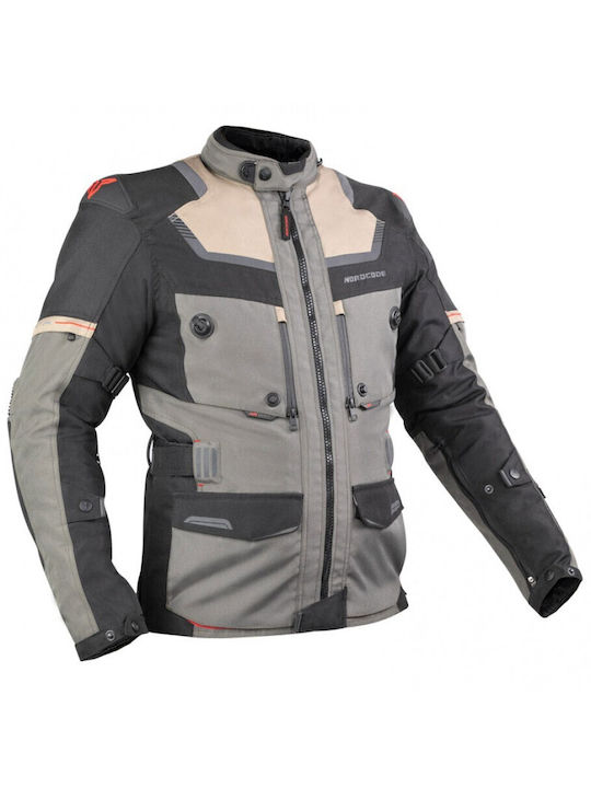 Nordcode Adventure Evo 24 Men's Motorcycle Jacket Cordura 4 Seasons Waterproof Grey-Oil/Sand