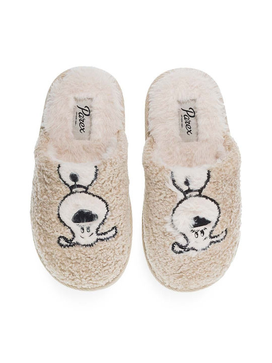 Parex Winter Women's Slippers in Beige color