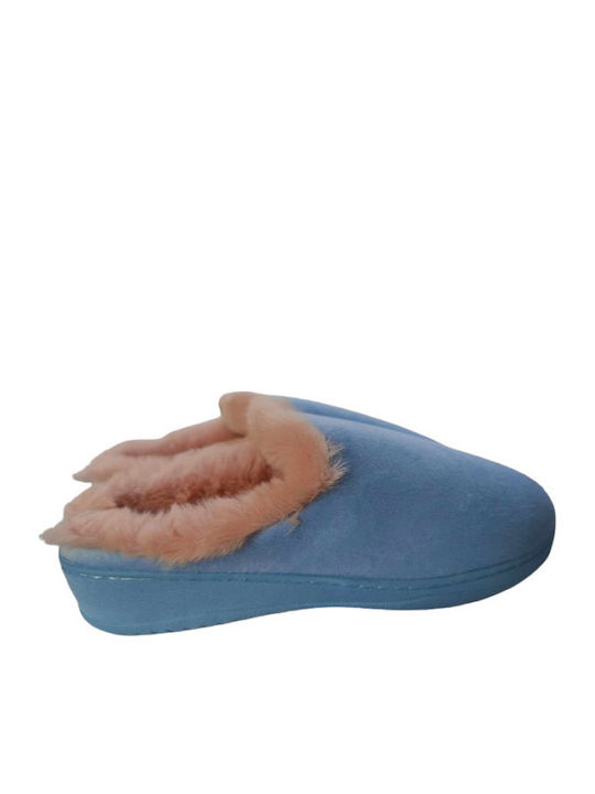 Winter Damen Hausschuhe mit Fell Hellblaue