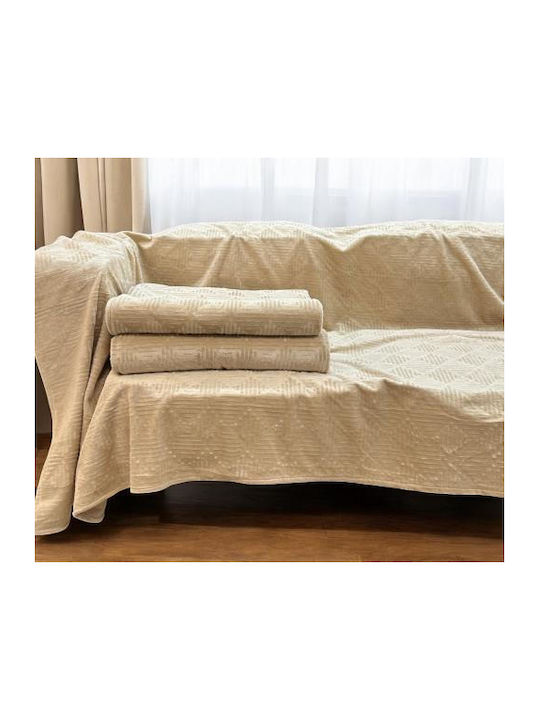 Linea Home Vendome Ριχτάρι Διθέσιου Καναπέ Ζακάρ 180x240εκ. Μπεζ