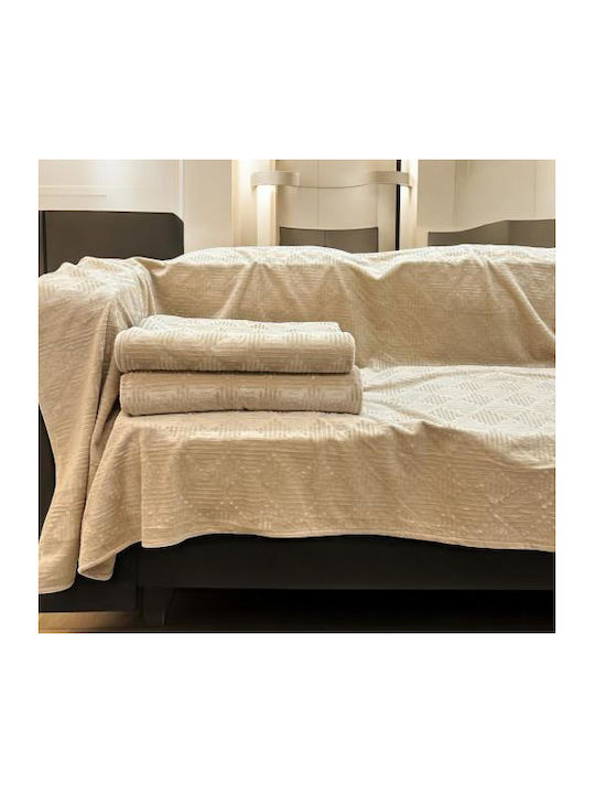 Linea Home Vendome Ριχτάρι Διθέσιου Καναπέ Ζακάρ 180x240εκ. Μπεζ