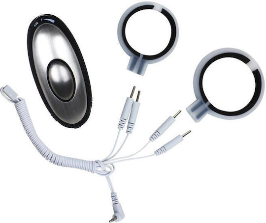 Rimba Electro Play Multi-function Electro Massager with 2 Penis Enhancing Rings für Elektrostimulation in Schwarz Farbe