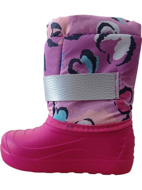 Cizme de cauciuc pentru copii cu captuseala interna Fuchsia