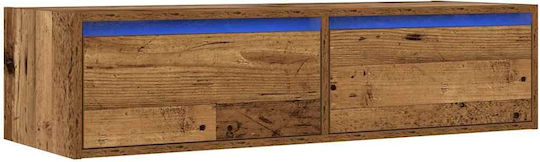 TV Stand with LED Lighting Old Wood Finish M100xW35.5xH25cm