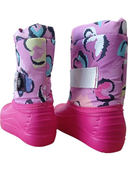 Cizme de cauciuc pentru copii cu captuseala interna Fuchsia